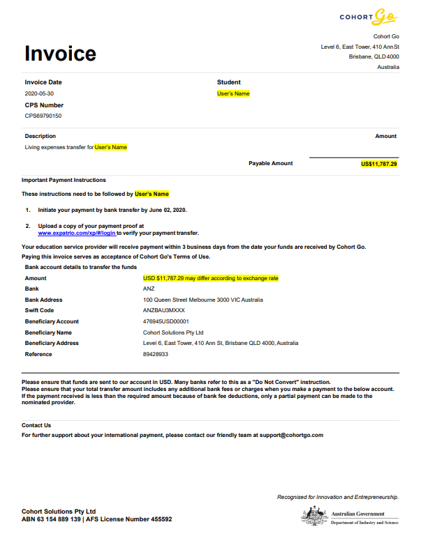 Expatrio 更新匯款方式 Cohort Go - Blocked Account Transfer Details