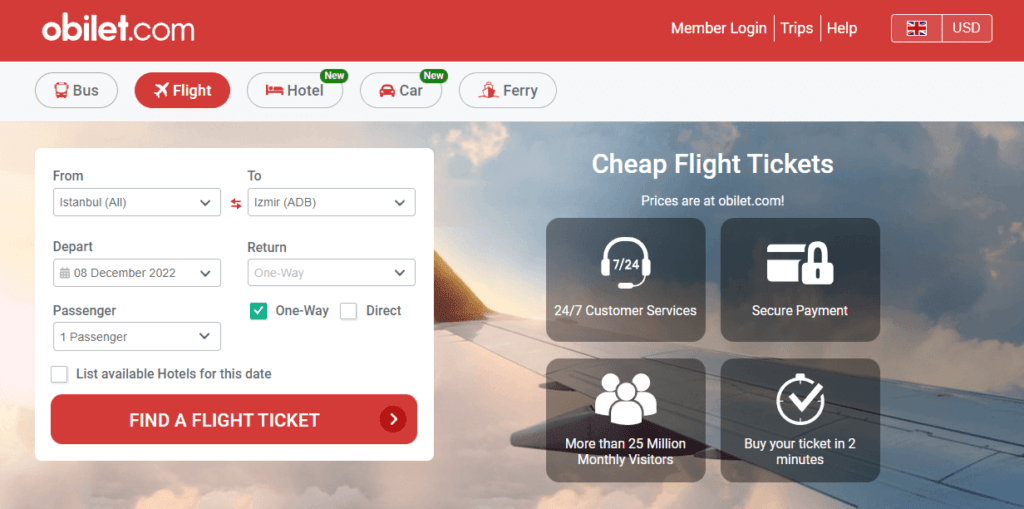 飛機 Obilet Otel Uçak Otobüs Araç
