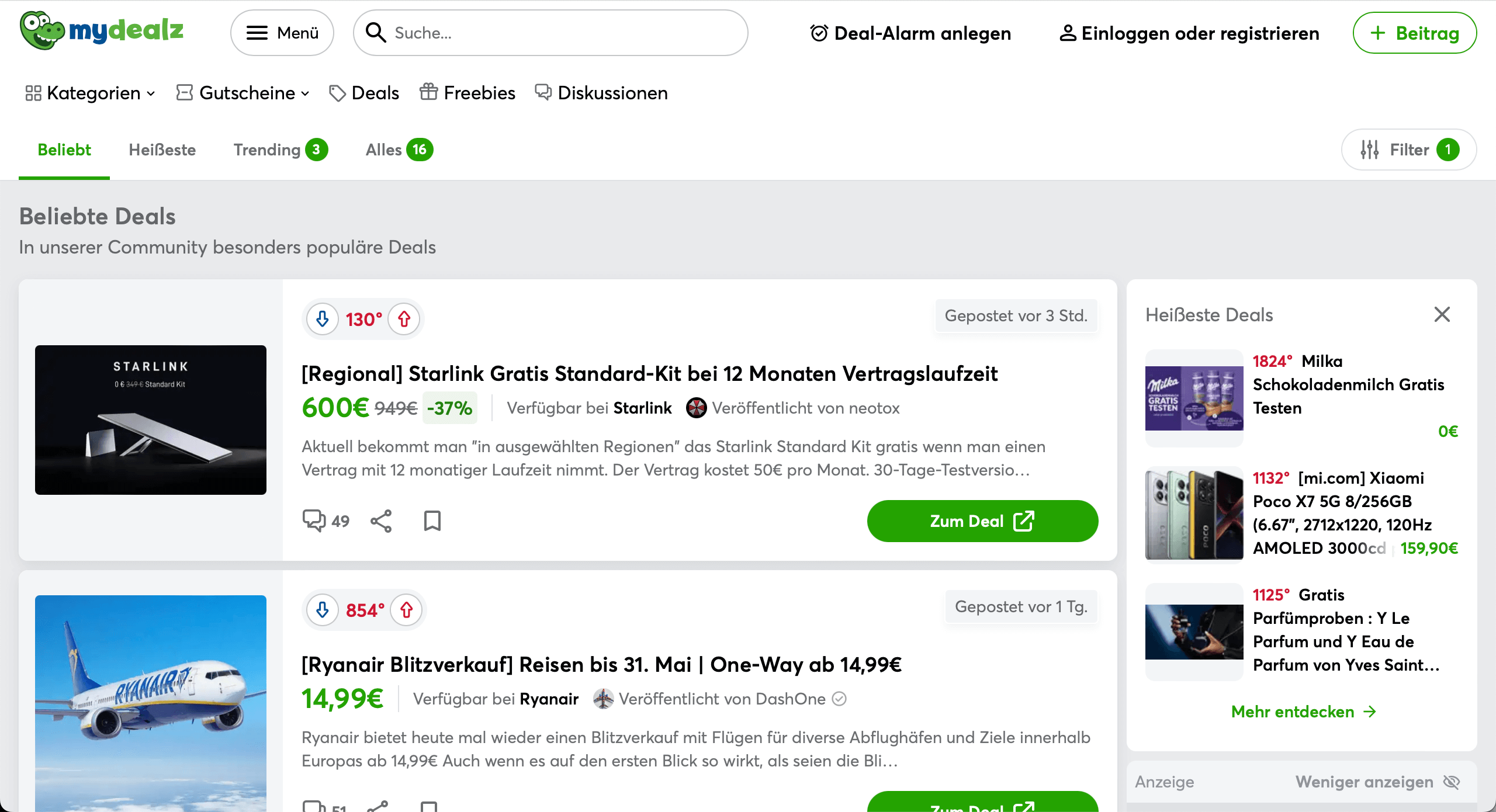 DEALDOKTOR、mydealz 這兩個網站提供歐洲各種優惠活動，不只有 gratis testen，各種旅遊行程、機票、車票的優惠都可以在這兩個網站上找到