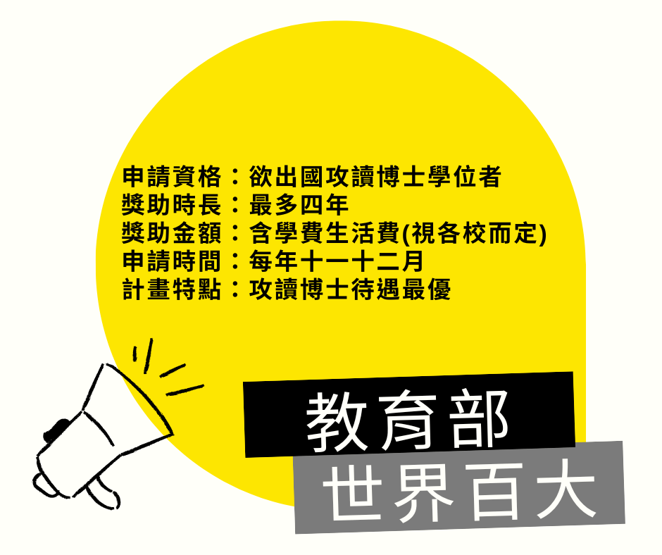 教育部與世界百大合作設置獎學金